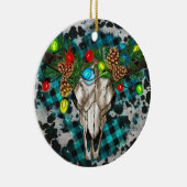 Bull Skull kerstversiering Png, Westerne Christma Keramisch Ornament (Rechts)