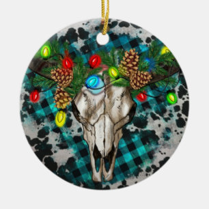 Bull Skull kerstversiering Png, Westerne Christma Keramisch Ornament
