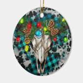 Bull Skull kerstversiering Png, Westerne Christma Keramisch Ornament (Links)
