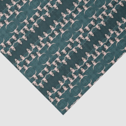 Bull Skull Land Western Groene  Rustige Tissuepapier (Detail)