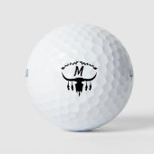 Bull Skull met Black Feathers Silhouette Golfballen (Voorkant)