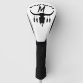 Bull Skull met Black Feathers Silhouette Golfheadcover (Voorkant)