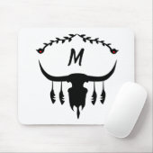 Bull Skull met Black Feathers Silhouette Muismat (Met muis)