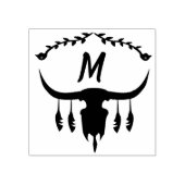 Bull Skull met Black Feathers Silhouette Rubberstempel (Afrduk)