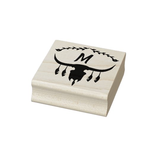 Bull Skull met Black Feathers Silhouette Rubberstempel (Stempel)