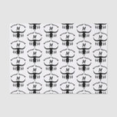 Bull Skull met Black Feathers Silhouette Tissuepapier (Voorkant)