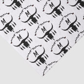 Bull Skull met Black Feathers Silhouette Tissuepapier (Detail)