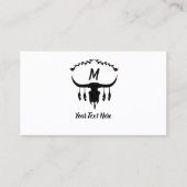 Bull Skull met Black Feathers Silhouette Visitekaartje (Voorkant)