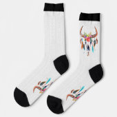 Bull Skull met bloemen en veren Sokken (Links)