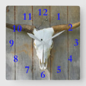 Bull Skull Square Wall klok (Voorkant)