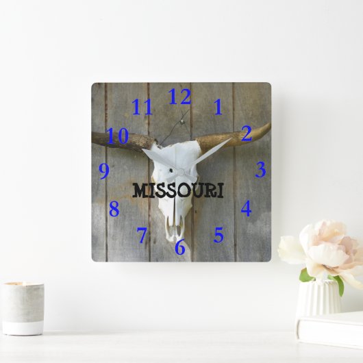 Bull Skull Square Wall klok (Huis)