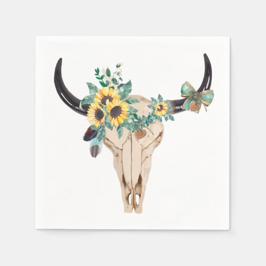 Bull Skull Sunflower Servet (Voorkant)