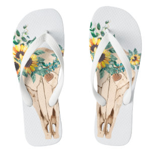 Bull Skull Sunflower Teenslippers