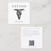 Bull Skull Tattoo Nazorg Instructies QR Code Vierkante Visitekaartje (Voorkant / Achterkant)
