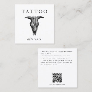 Bull Skull Tattoo Nazorg Instructies QR Code Vierkante Visitekaartje