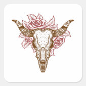 Bull Skull Vierkante Sticker (Voorkant)