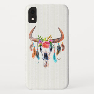 Bull Skull Waterverf Colorful Flowers Case-Mate iPhone Case