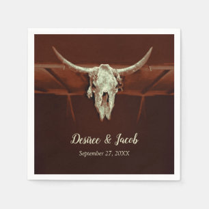 Bull Skull Wedding Brown Rustic Land Western Servet