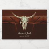 Bull Skull Wedding Rustic Brown Land Western Likeurfles Etiket (Enkel label)