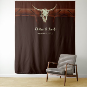 Bull Skull Wedding Western Rustic Brown Backdrop Wandkleed