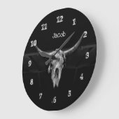 Bull Skull Western Black en White Rustin Land Grote Klok (Hoek)