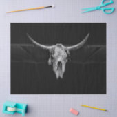 Bull Skull Western Black en White Rustin Land Tissuepapier (Craft)