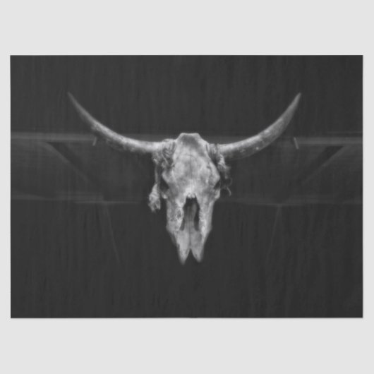 Bull Skull Western Black en White Rustin Land Tissuepapier (Voorkant)
