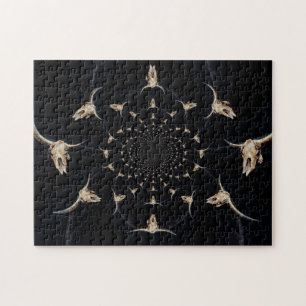 Bull Skull Western Cowboy Abstract Land Vintage Legpuzzel