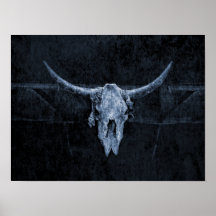 Bull Skull Western Land Black en White Rustic