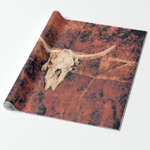 Bull Skull Western Land Brown Black Rustige Art Cadeaupapier