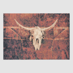 Bull Skull Western Land Brown Black Rustige Art Tissuepapier