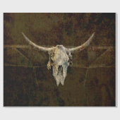 Bull Skull Western Land Brown Old Rustige Grunge Cadeaupapier (Vlak)