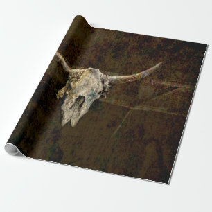 Bull Skull Western Land Brown Old Rustige Grunge Cadeaupapier