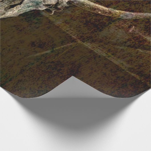 Bull Skull Western Land Brown Old Rustige Grunge Cadeaupapier (Hoek)