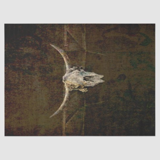 Bull Skull Western Land Brown Old Rustige Grunge Tissuepapier (Voorkant)