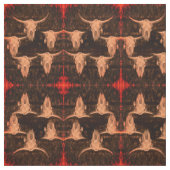 Bull Skull Western Land Brown Red Rustic Stof (Swatch)