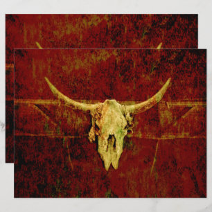 Bull Skull Western Land Brown Rustic Grunge Art