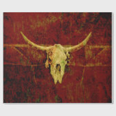 Bull Skull Western Land Brown Rustic Grunge Art Cadeaupapier (Vlak)