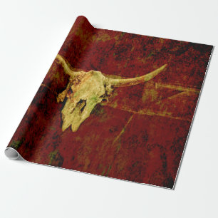 Bull Skull Western Land Brown Rustic Grunge Art Cadeaupapier