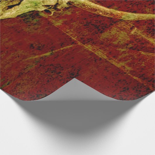 Bull Skull Western Land Brown Rustic Grunge Art Cadeaupapier (Hoek)