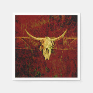 Bull Skull Western Land Brown Rustic Grunge Art Servet