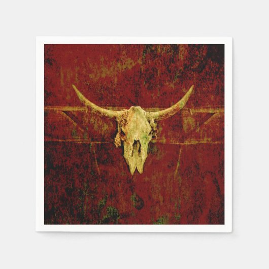 Bull Skull Western Land Brown Rustic Grunge Art Servet (Voorkant)
