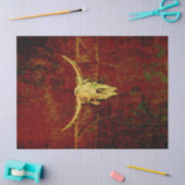 Bull Skull Western Land Brown Rustic Grunge Art Tissuepapier (Craft)