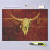 Bull Skull Western Land Brown Rustic Grunge Art Tissuepapier (Craft)