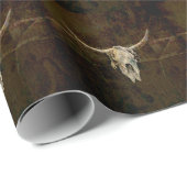 Bull Skull Western Land Brown Rustin Pattern Cadeaupapier (Rol Hoek)