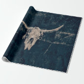 Bull Skull Western Land Grey Rustic Old Grunge Cadeaupapier (Uitgerold)