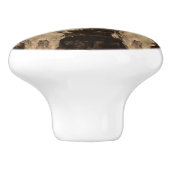 Bull Skull Western Land Rustic Brown Sepia Art Keramische Knop (Zijkant)