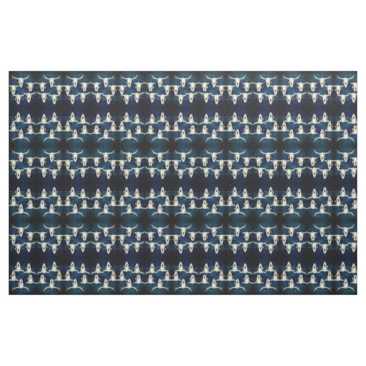 Bull Skull Western Land Rustic Indigo Blue Stof (Fat Quarter)