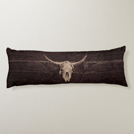 Bull Skull Western Old Rustic Brown Beige Country Lichaamskussen (Achterkant)