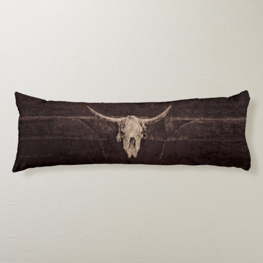 Bull Skull Western Old Rustic Brown Beige Country Lichaamskussen (Voorkant)
